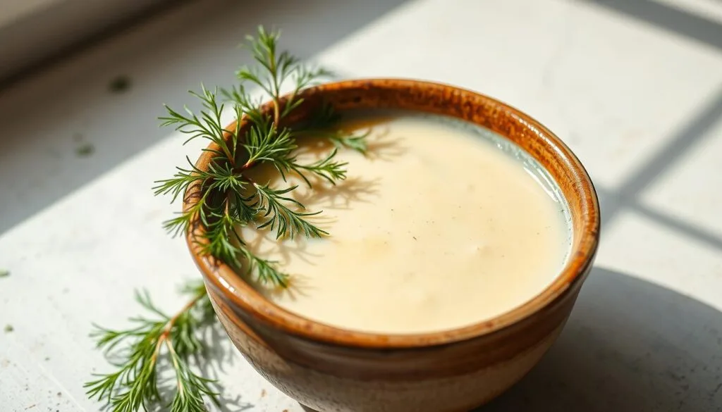 Chilled soup in a bowl with herbs Chilled soup in a bowl with herbs