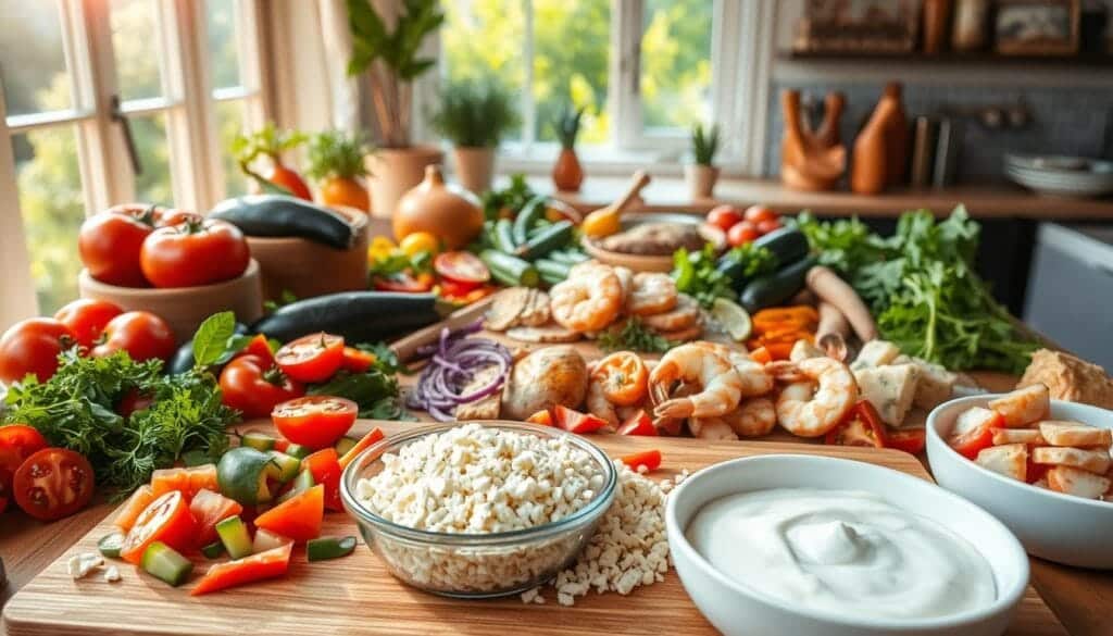 Customizing Mediterranean inspired meal with veggies and proteins