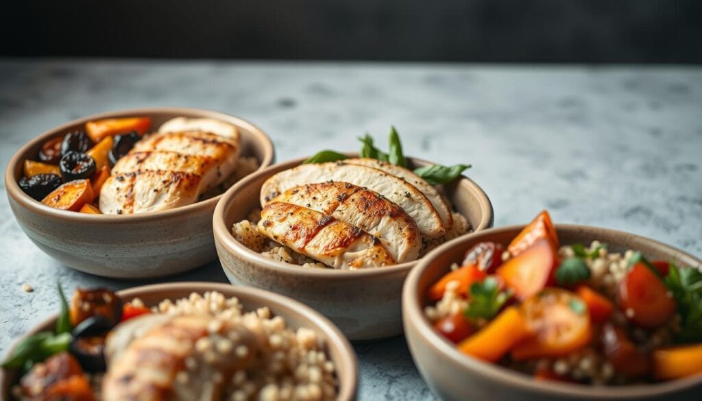Healthy chicken meal prep bowls