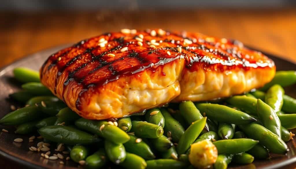 Honey-Soy Grilled Salmon with Edamame