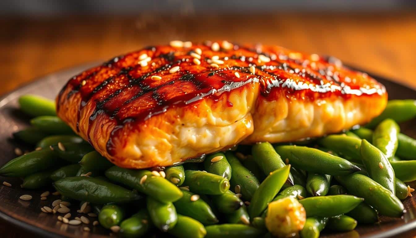 Honey-Soy Grilled Salmon with Edamame