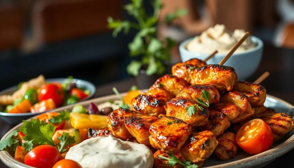 Mediterranean Chicken Skewers with sides
