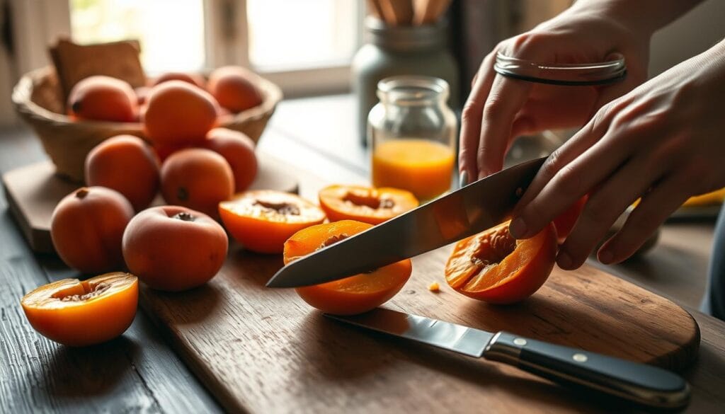 Preparing apricots for homemade jam