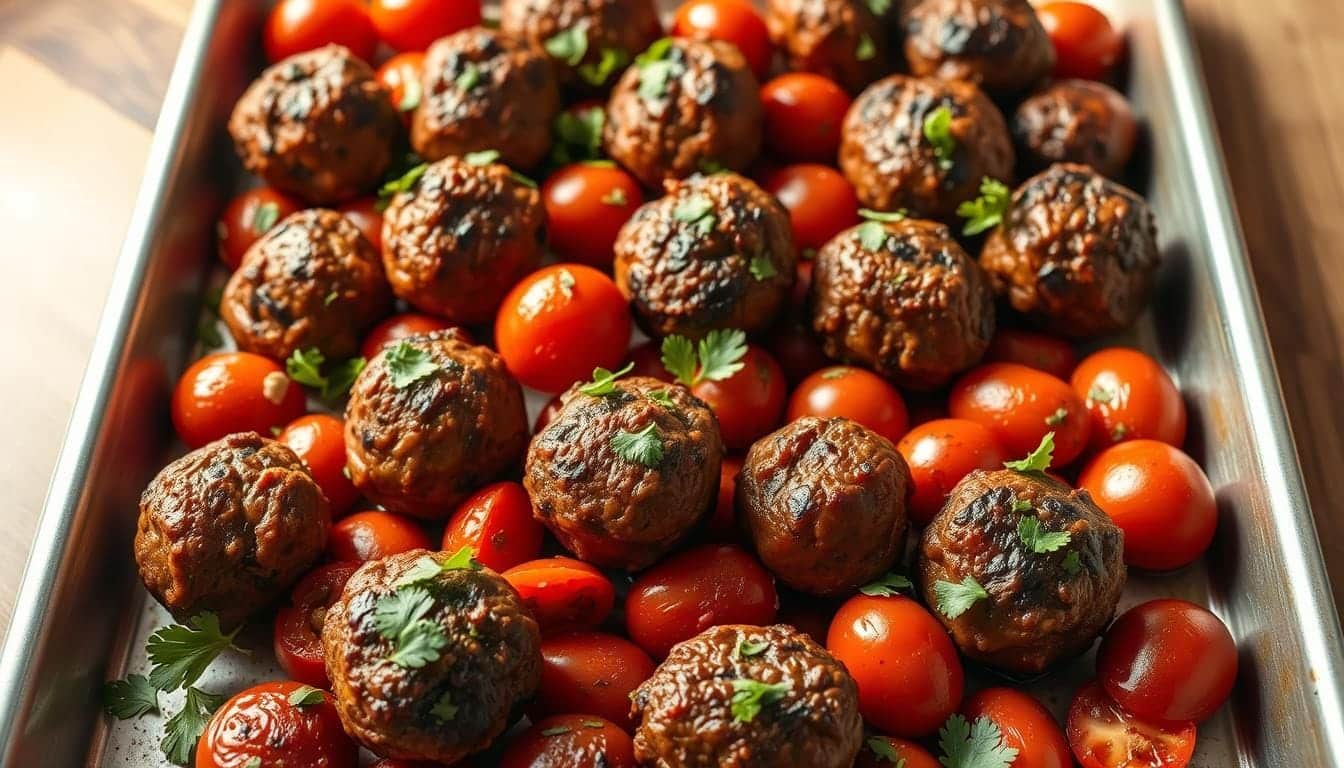 Sheet Pan Kofta and Tomatoes