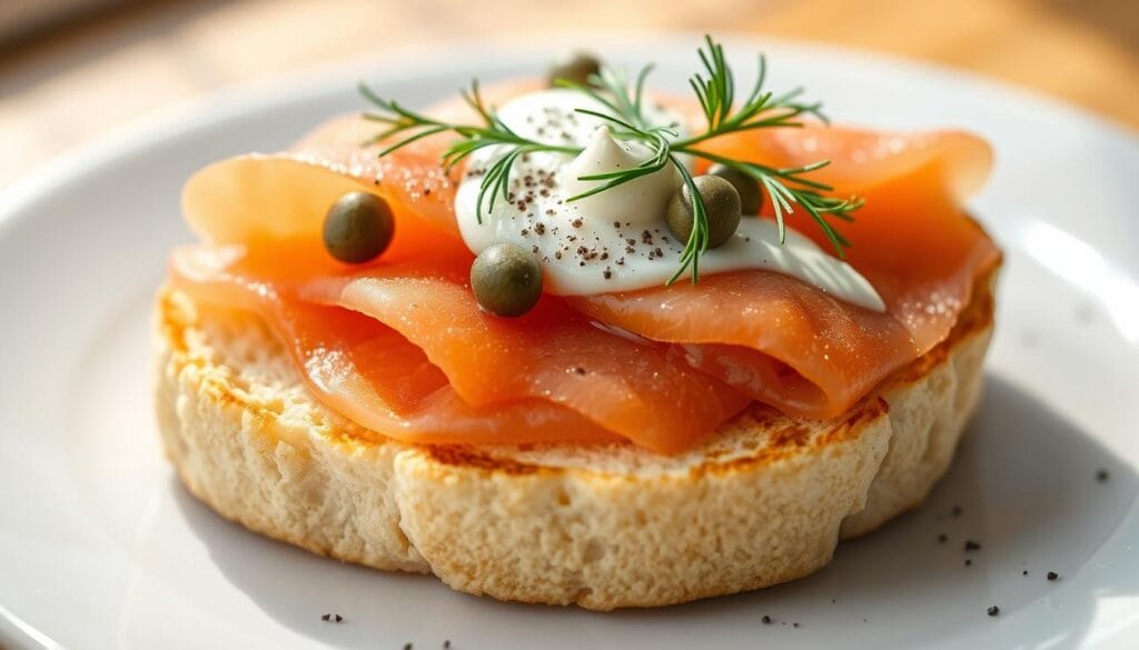 Smoked salmon on english muffin brunch recipes