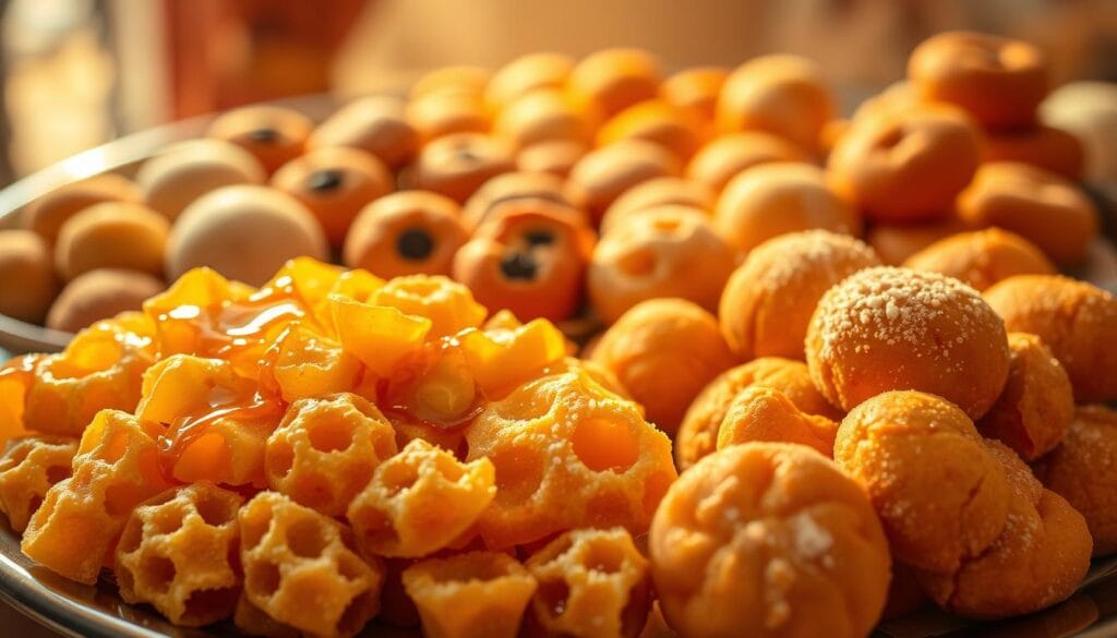 Traditional Moroccan dessert platter with chebakia and zlabia Traditional Moroccan dessert platter with chebakia and zlabia