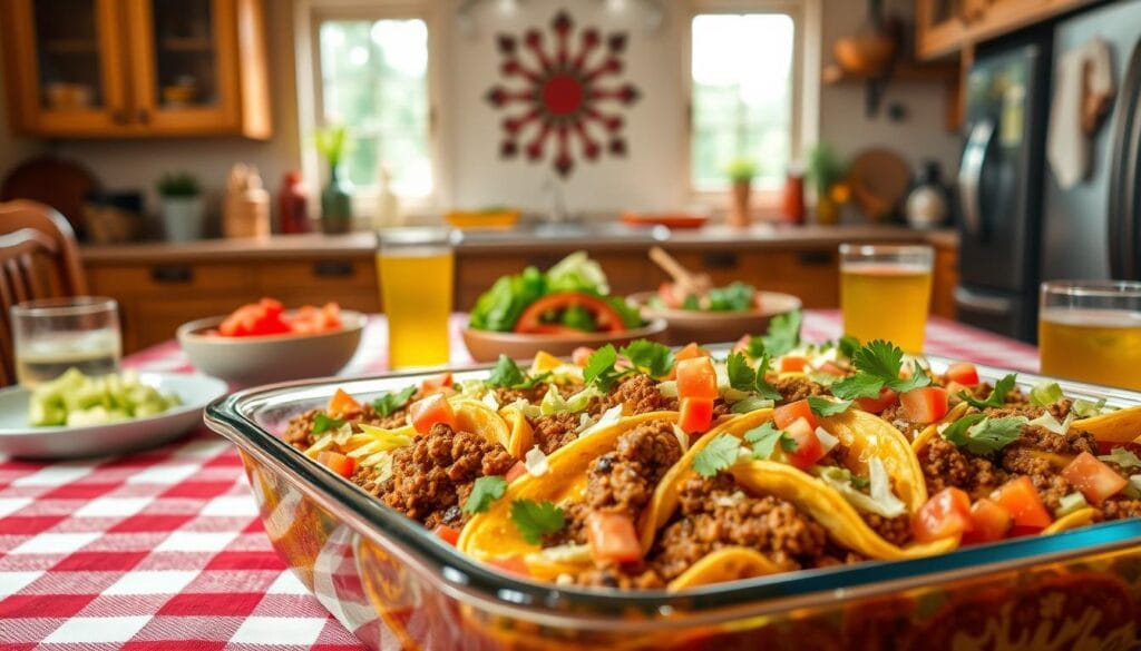 family-friendly baked dinner with taco flavors