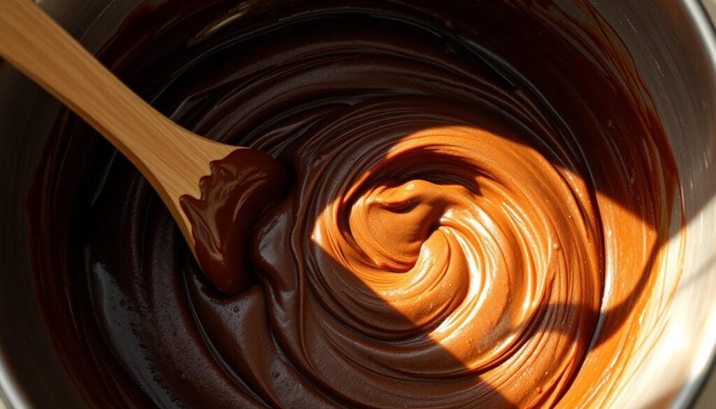 homemade brownies batter mixing