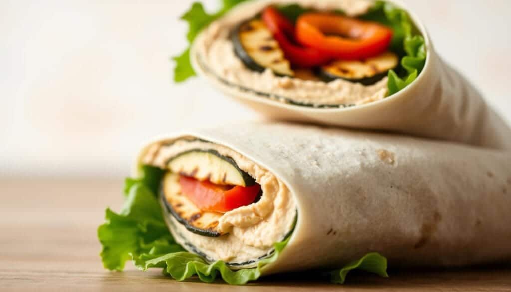 hummus and grilled vegetable wrap