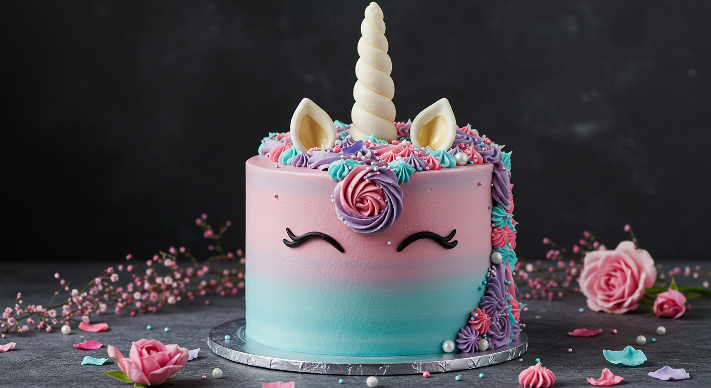 How to Make the Perfect Birthday Unicorn Cake: A Step-by-Step Guide 4 Dreamy Pastel Unicorn Cake with Elegant Floral Accents