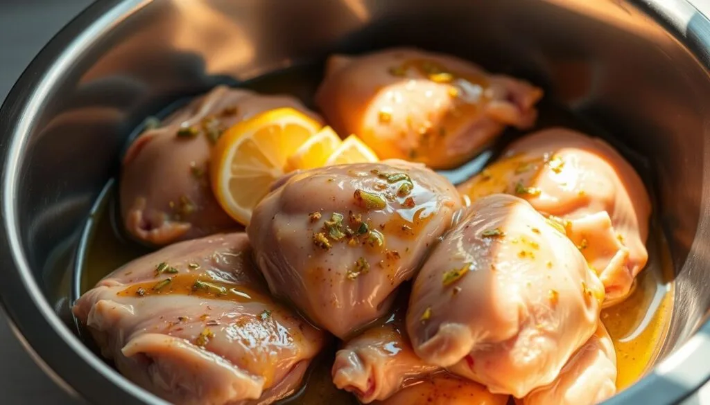 marinating chicken for Authentic Shish Tawook Recipe