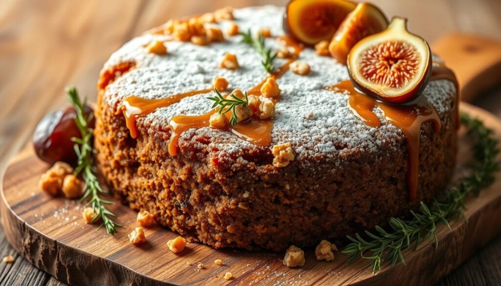 moist date cake with toppings