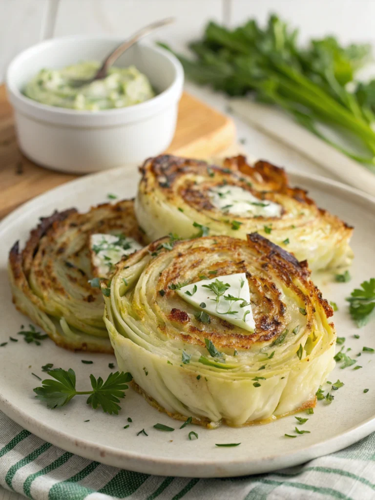 Vegetarian Delight: Cabbage Steaks with Herb Butter 1 Cabbage Steaks with Herb Butter