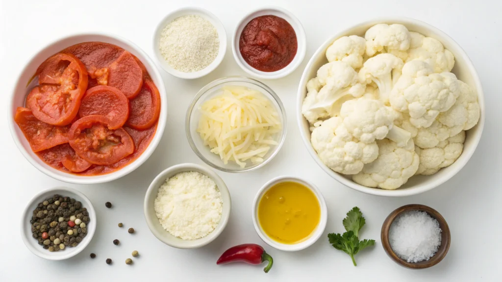 Healthy Twist: Making Cauliflower-Crusted Pizza 2 Cauliflower-Crusted Pizza ingredients