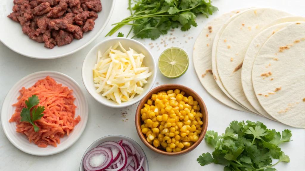 Fermented Kimchi Tacos ingredients