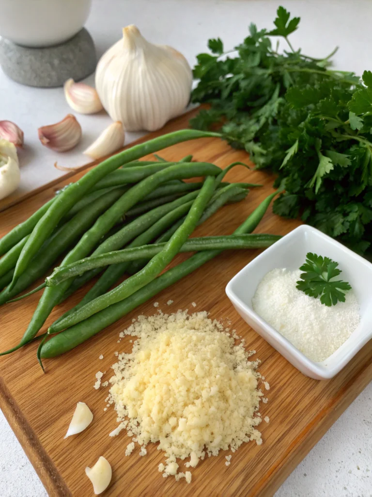Side Dish Star: Making Garlic-Parmesan Green Beans 2 Garlic-Parmesan Green Beans ingredients