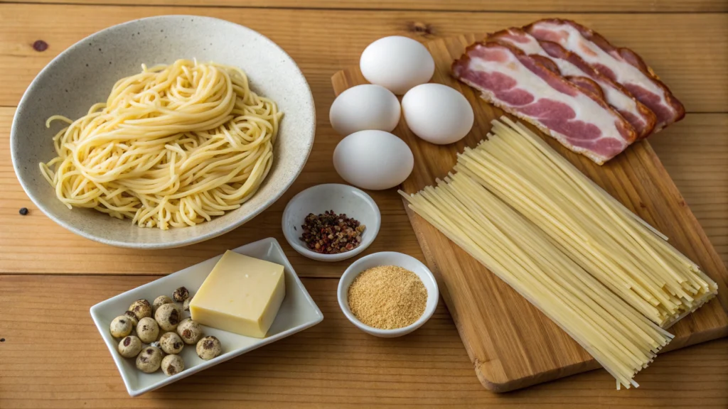Ramen Carbonara ingredients