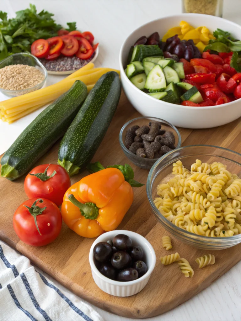 Ratatouille Pasta Salad ingredients