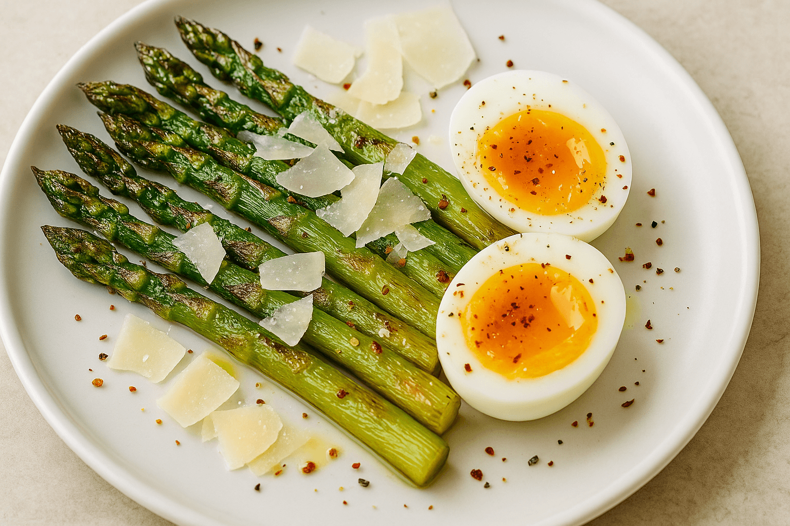 Roasted Asparagus with Parmesan and Eggs